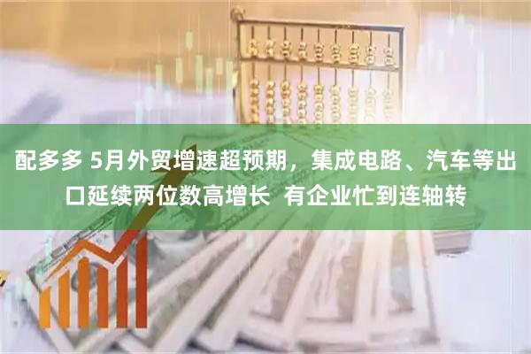 配多多 5月外贸增速超预期，集成电路、汽车等出口延续两位数高增长  有企业忙到连轴转