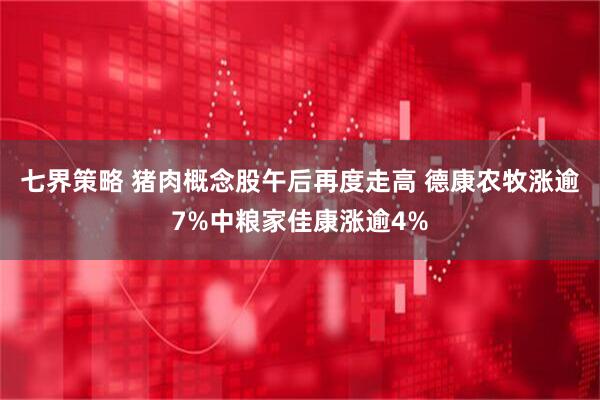 七界策略 猪肉概念股午后再度走高 德康农牧涨逾7%中粮家佳康涨逾4%