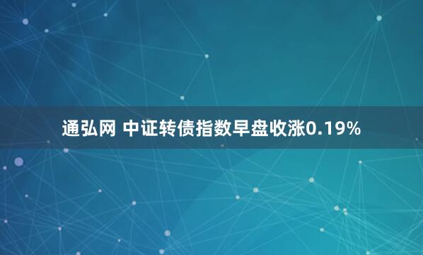 通弘网 中证转债指数早盘收涨0.19%
