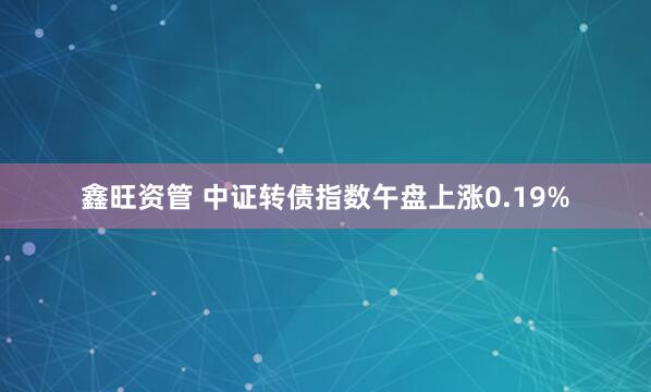 鑫旺资管 中证转债指数午盘上涨0.19%